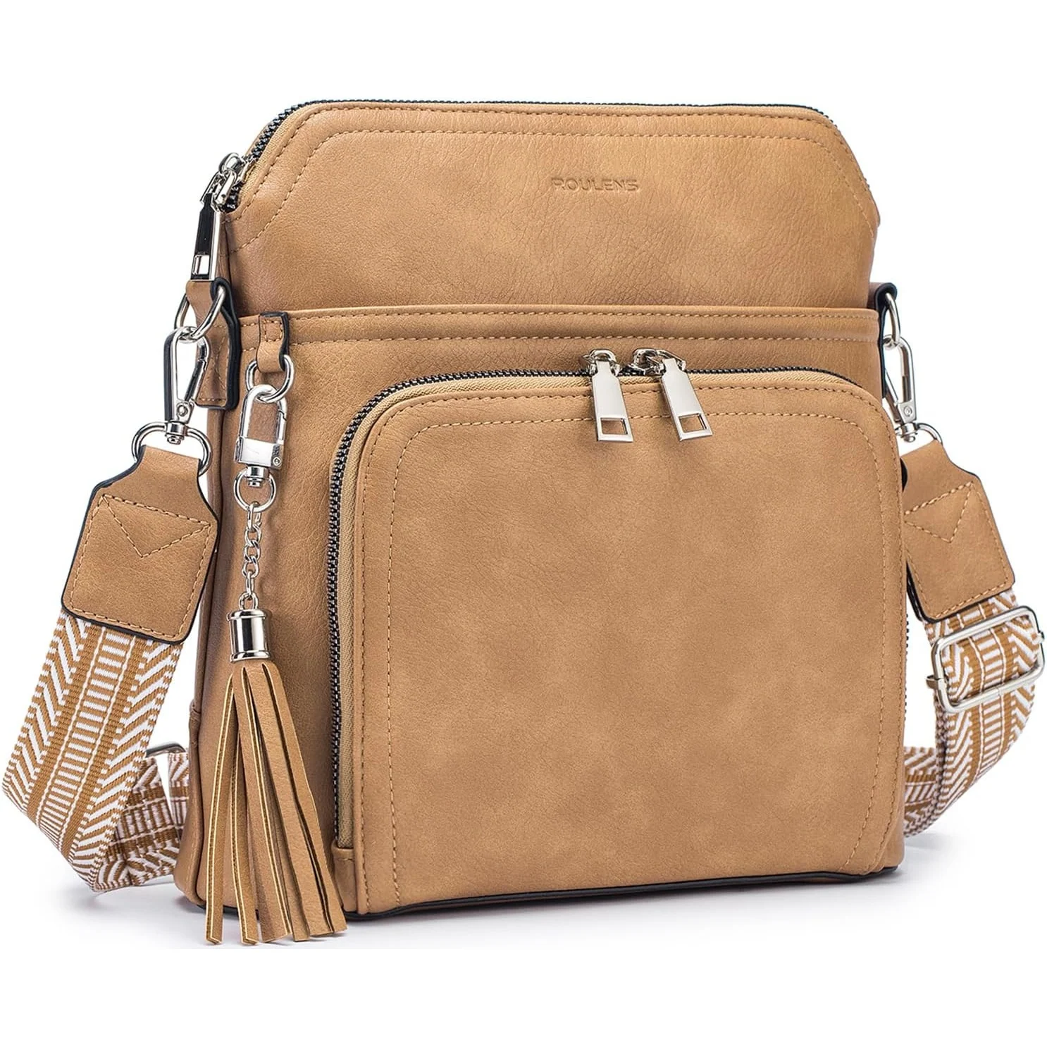Roulens Tassel Wallet Crossbody in Camel Brown