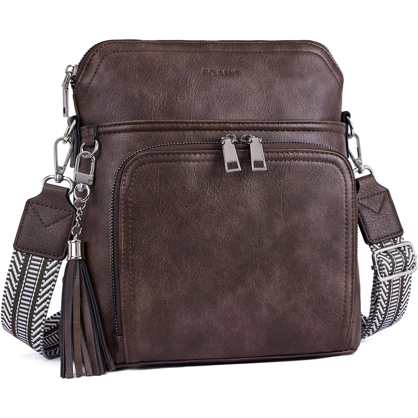Roulens Tassel Wallet Crossbody in Retro Coffee