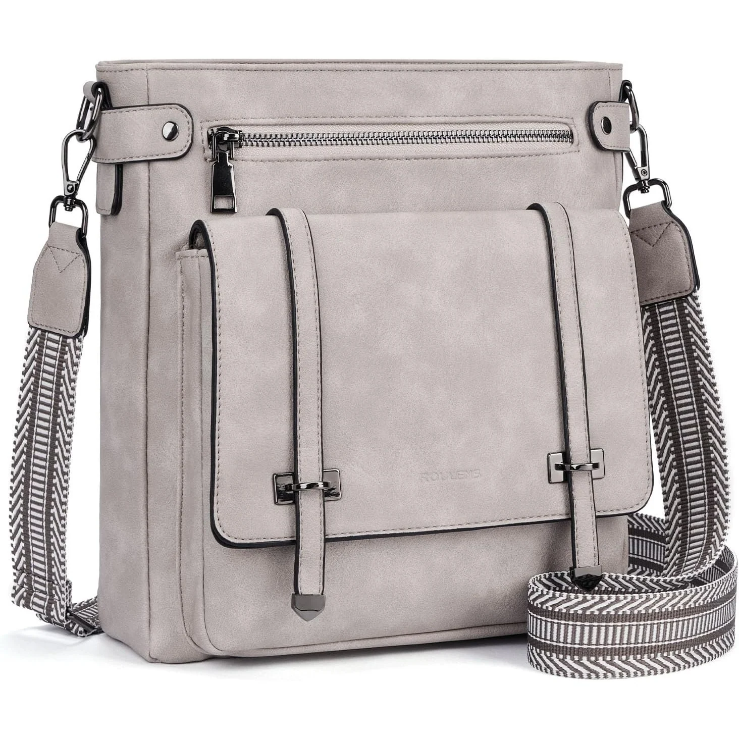 Roulens Flap Guitar-Strap Crossbody in Retro Gray