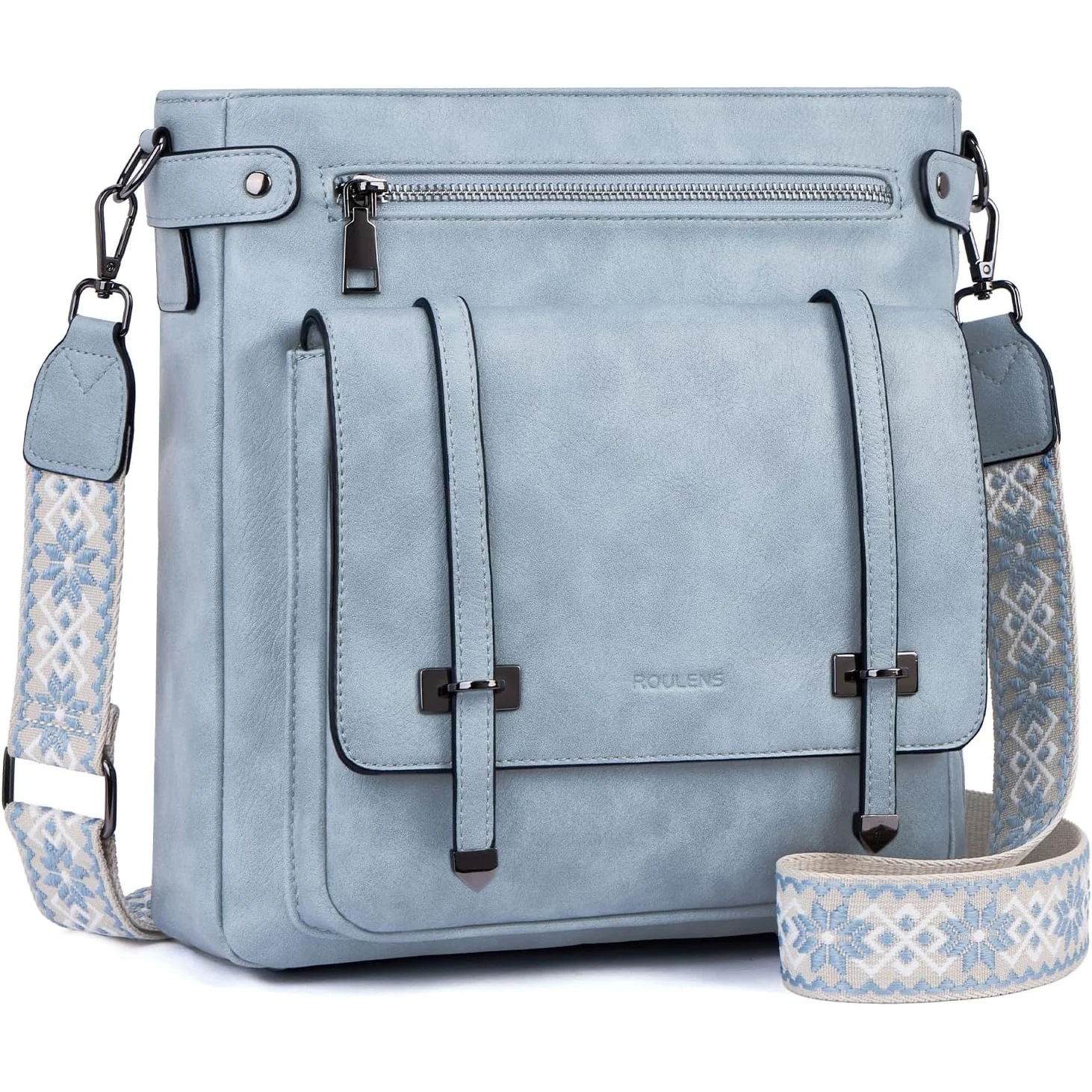 Roulens Flap Guitar-Strap Crossbody in Sky Blue