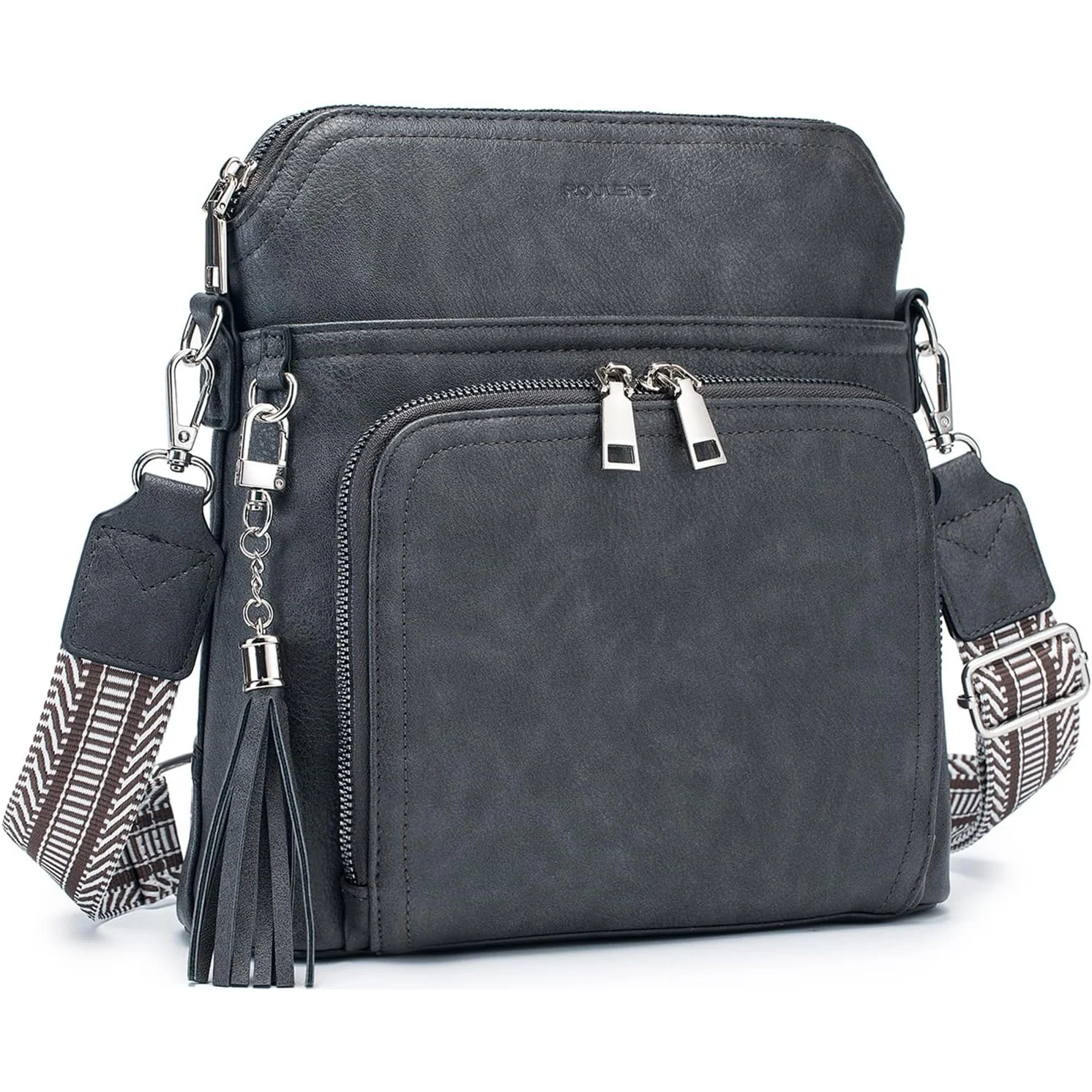 Roulens Tassel Wallet Crossbody in Gray