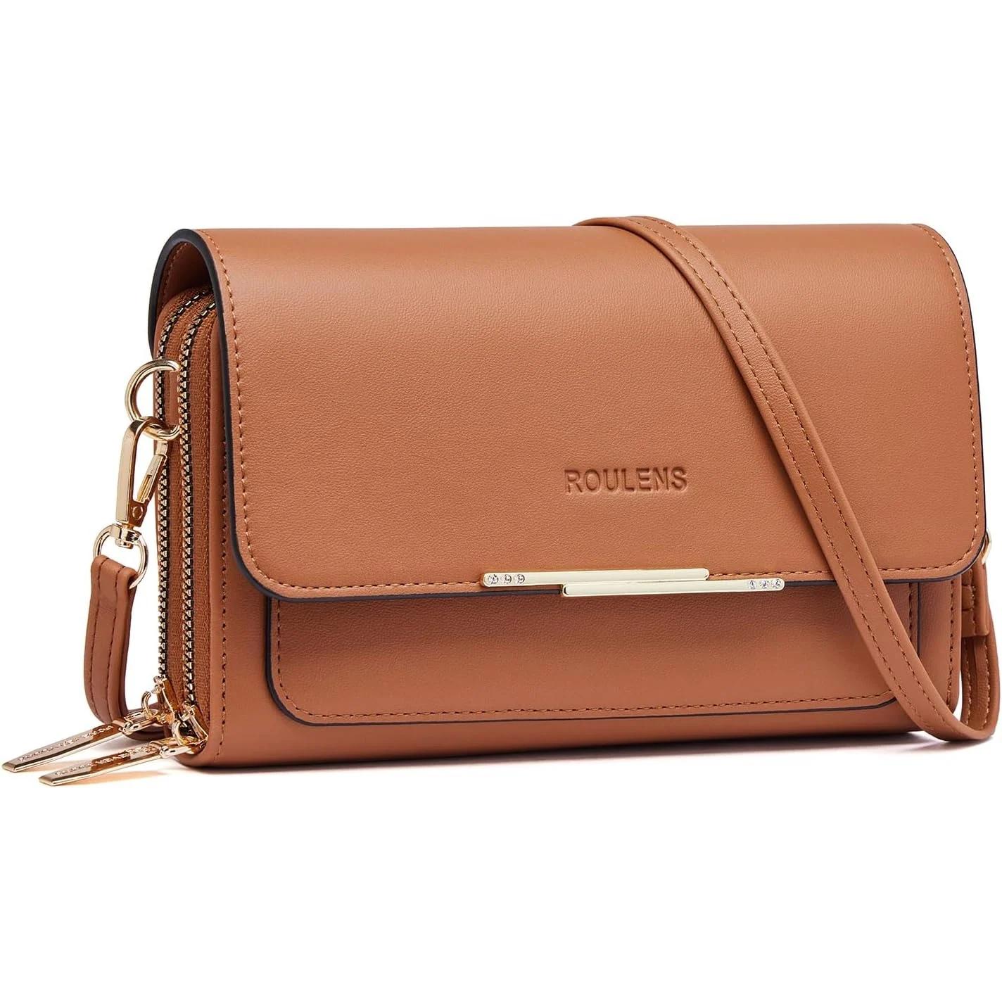 Roulens Pocket Phone Crossbody in Brown