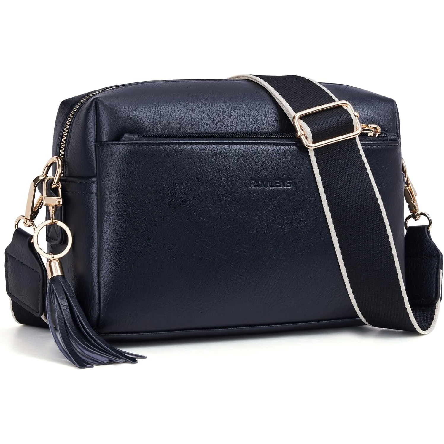 Roulens Triple-Zip Crossbody in Black