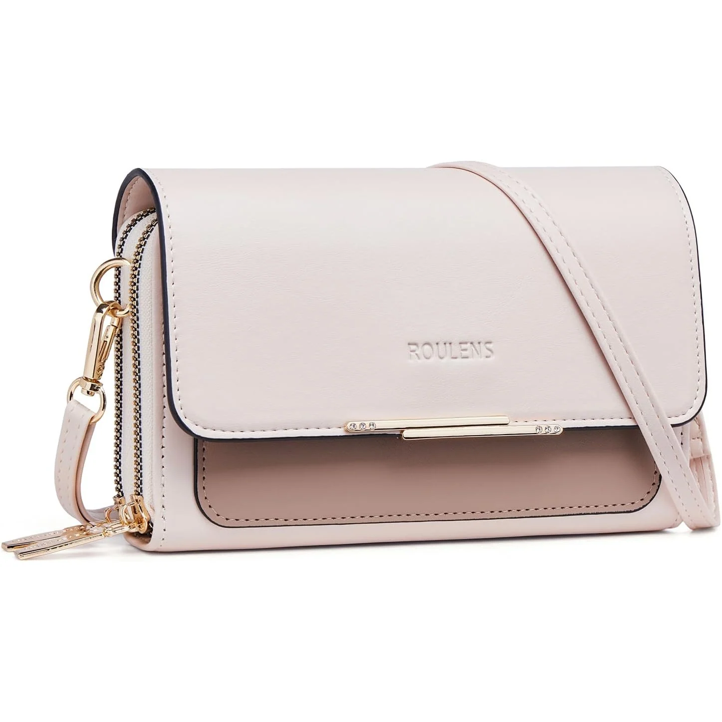 Roulens Pocket Phone Crossbody in Beige/Tan