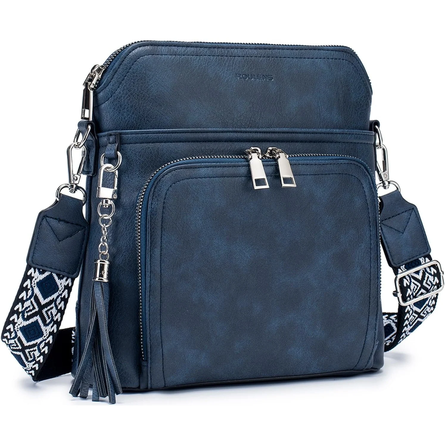 Roulens Tassel Wallet Crossbody in Blue