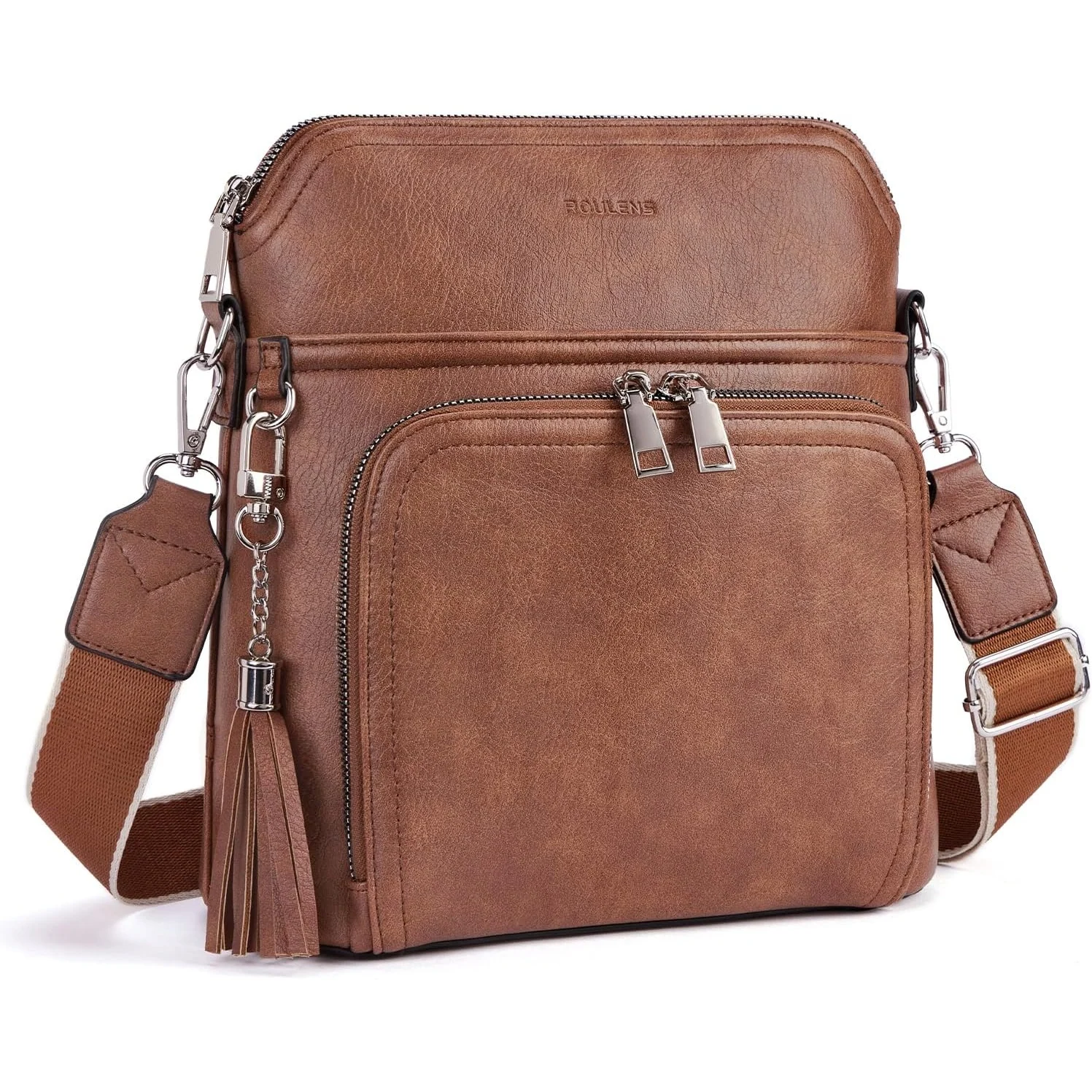 Roulens Tassel Wallet Crossbody in Brown