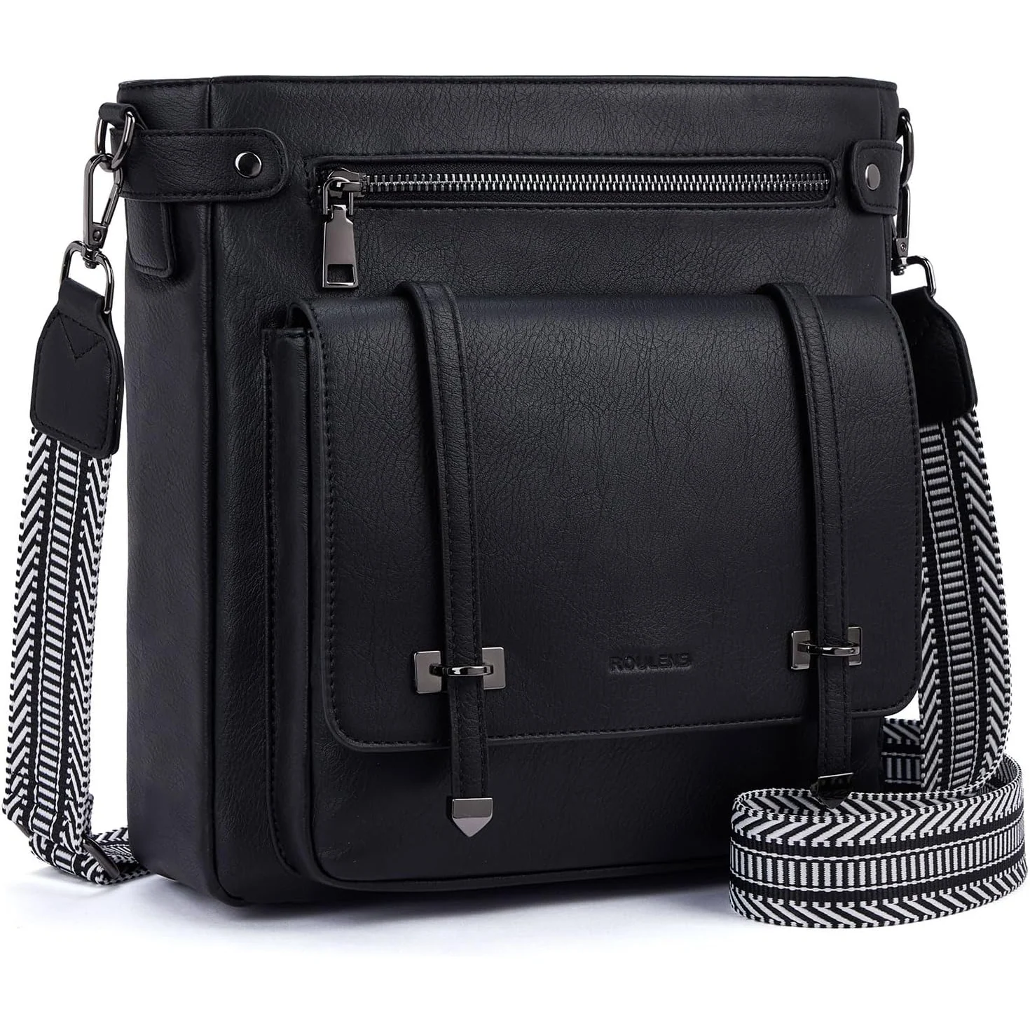 Roulens Flap Guitar-Strap Crossbody in Black