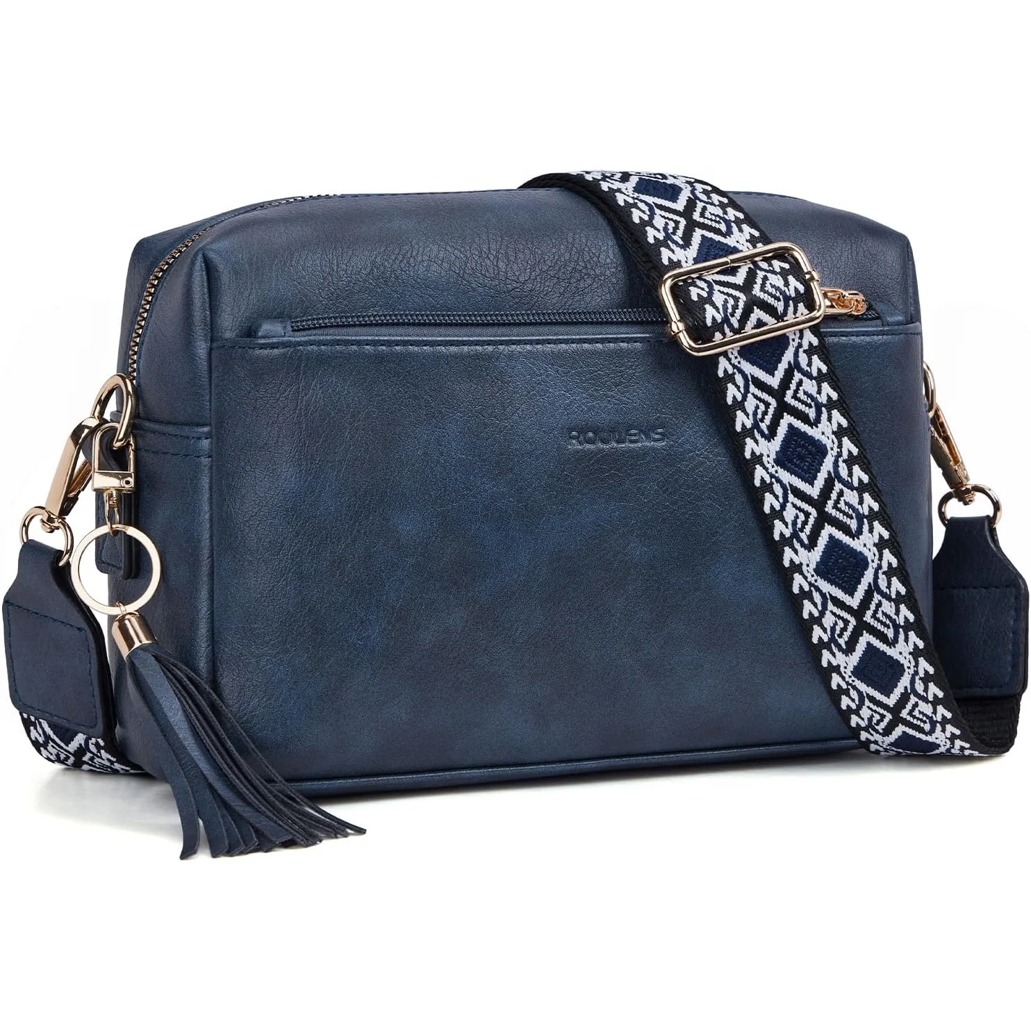 Roulens Triple-Zip Crossbody in Light Blue
