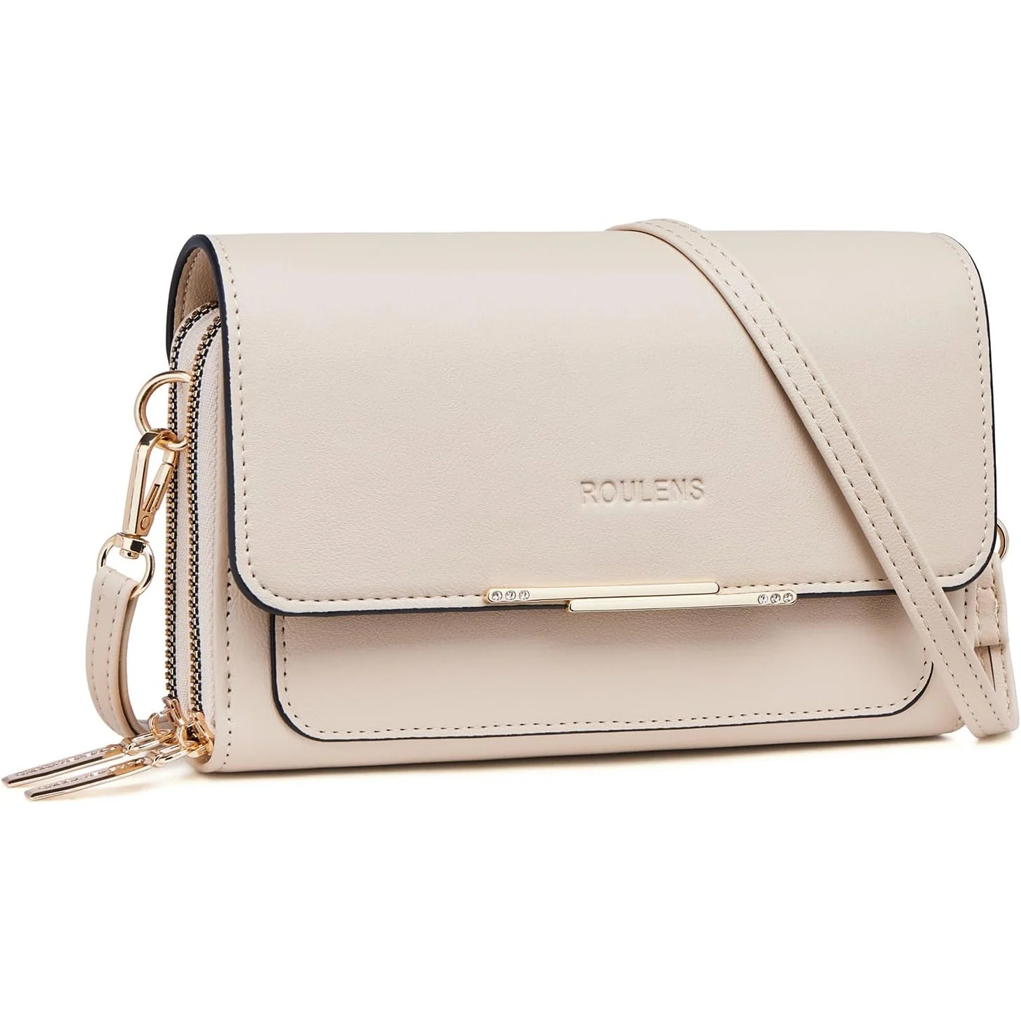 Roulens Pocket Phone Crossbody in Beige