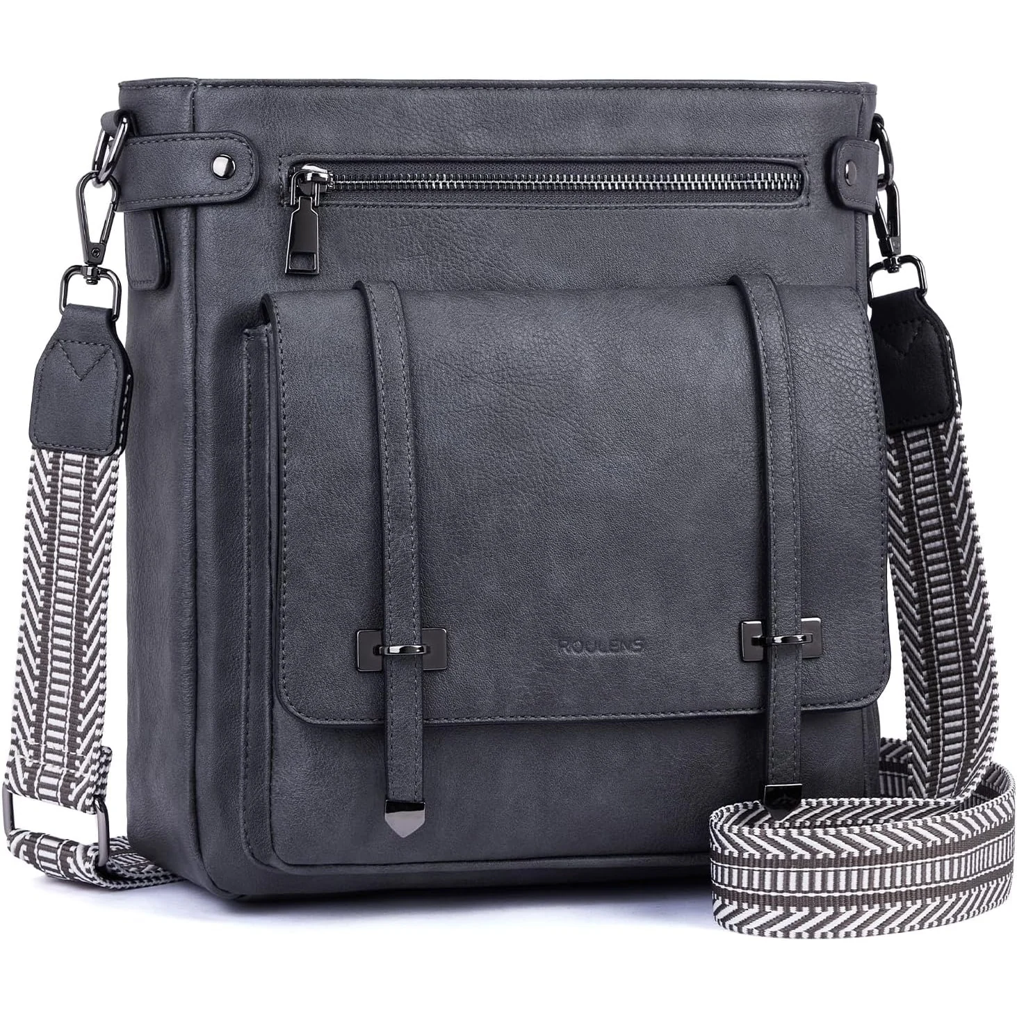 Roulens Flap Guitar-Strap Crossbody in Dark Gray